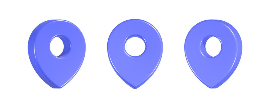 point location 3d rendering icon in blue color