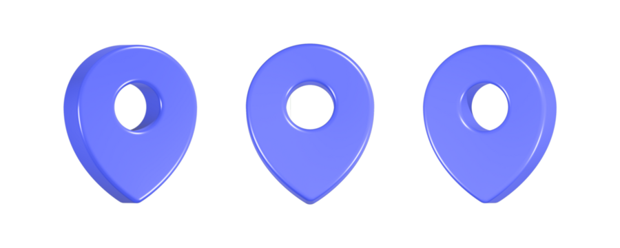 point location 3d rendering icon in blue color