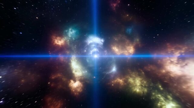 Macro close-up of a human eye with an abstract digital glow and floating particles reflected in the iris. Concept of augmented reality, virtual interface, or deep internal thoughts.