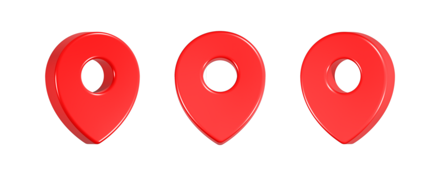 3d rendering icon point location in red color