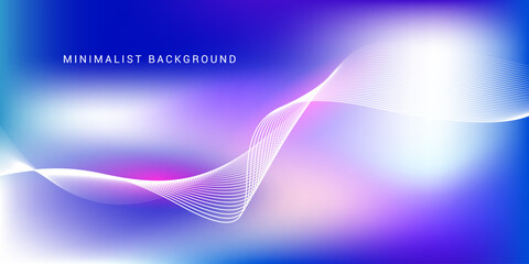 Abstract blue gradient background with shining lines waves. Minimalist background for banner