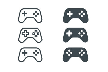 Gaming Icon Variations. Gaming accessories. Icon set. Set Logo of gaming accessories: Game controller. harmonious logo variations of the same emblematic