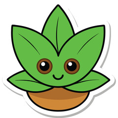 plant sticker on white background