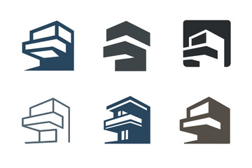 Architectural Logo Set. photographs of awe-inspiring architecture and design. Icon set. Set Logo of photographs of awe-inspiring architecture and design:
