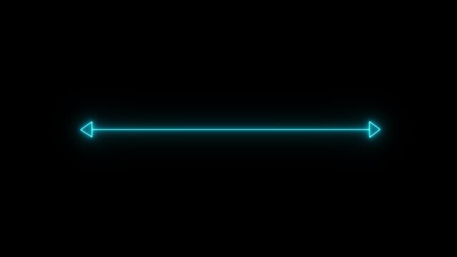 Glowing neon measuring distance length dotted line animation. Motion graphics of neon horizontal line