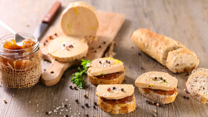 gourmet canape with foie gras and candied onion