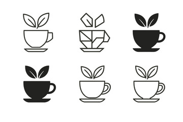 Fototapeta premium Nature Wellness Icons. Nature-based wellness tourism. Icon set. Set Logo of wellness tourism: herbal tea and leaves. harmonious logo variations of the same