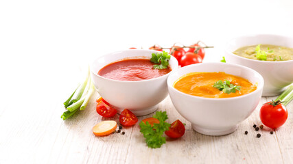 various of vegetable soup with fresh ingredients
