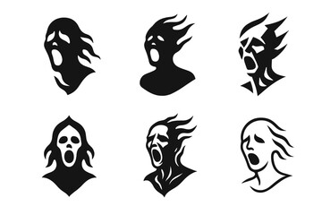 Obraz premium Whispering Spirit Logos. Whispers of torment in the air. Icon set. Set Logo of whispers of torment in the air: tortured spirit silhouette. harmonious logo