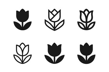 Naklejka premium Tulip Logo Variations. Tulip. Icon set. Set Logo of tulip: tulip garden pattern. harmonious logo variations of the same emblematic concept, each with different