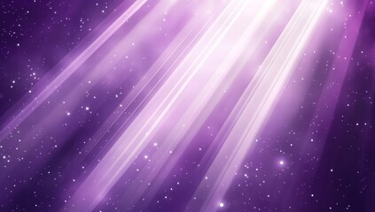 A vector illustration depicting a purple background with diagonal stripes and light beams, along with metallic elements.
