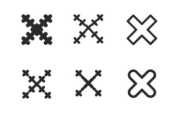 Obraz premium Stitch Logo Variations. Stitch. Icon set. Set Logo of stitch: cross-stitch pattern. harmonious logo variations of the same emblematic concept, each with