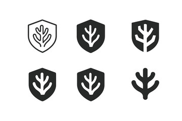 Fototapeta premium Ocean Conservation Logos. Ocean conservation efforts. Icon set. Set Logo of ocean conservation efforts: coral reef protection. harmonious logo variations of