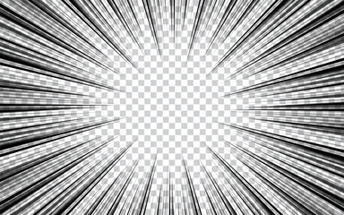 Obraz premium Comic. Black and white radial lines background. Manga speed frame. Superhero action
