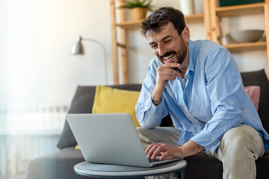 Business man working on laptop at home office. Remote teacher, remote studying, virtual training.