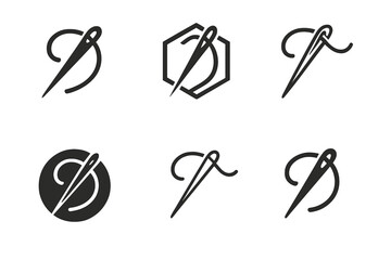 Artistic Skill Logos. Mastering a craft or artistic skill. Icon set. Set Logo of artistic mastery: sewing needle and thread. harmonious logo variations of the