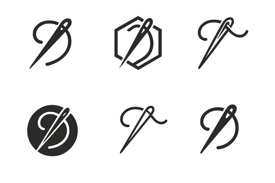 Artistic Skill Logos. Mastering a craft or artistic skill. Icon set. Set Logo of artistic mastery: sewing needle and thread. harmonious logo variations of the