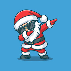 Cute Christmas Cool Santa Claus With Glasses Cartoon Vector Art, Illustration and Graphic