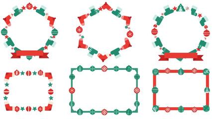 Festive Christmas and New Year Borders and Frames with Winter Holiday Elements