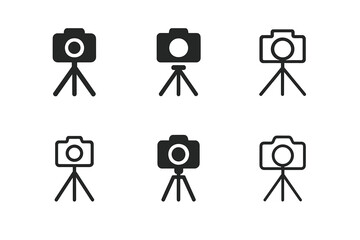 Photography Logo Set. Photography and videography services. Icon set. Set Logo of photography and videography services: camera on slider. harmonious logo