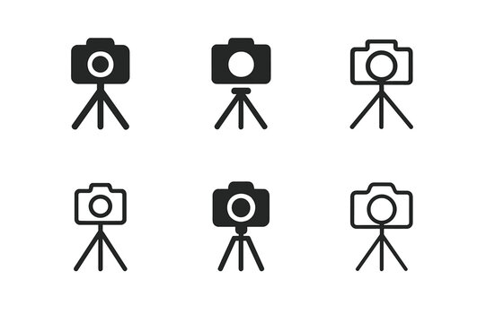 Photography Logo Set. Photography and videography services. Icon set. Set Logo of photography and videography services: camera on slider. harmonious logo