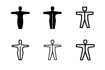 Symmetrical Body Logos. Body symmetry. Icon set. Set Logo of body symmetry: anatomical balance line. harmonious logo variations of the same emblematic concept,
