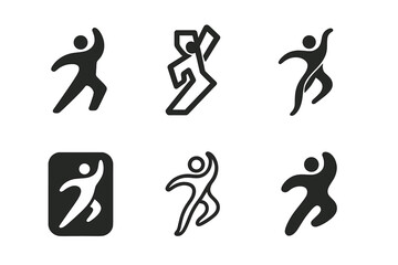 Fototapeta premium Artistic Logo Variations. Performance art. Icon set. Set Logo of performance art: improvisation movement flow. harmonious logo variations of the same