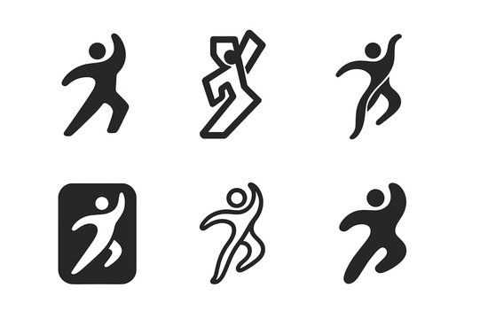 Artistic Logo Variations. Performance art. Icon set. Set Logo of performance art: improvisation movement flow. harmonious logo variations of the same