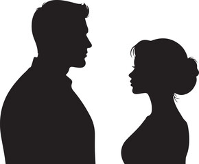 Man and woman silhouette profile illustration
