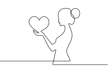 Love shape continuous one line art in clean minimalist outline vector illustration valentine’s day
