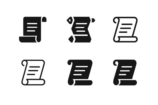 Medea Logo Variations. Medea. Icon set. Set Logo of Medea: ancient scroll. harmonious logo variations of the same emblematic concept, each with different