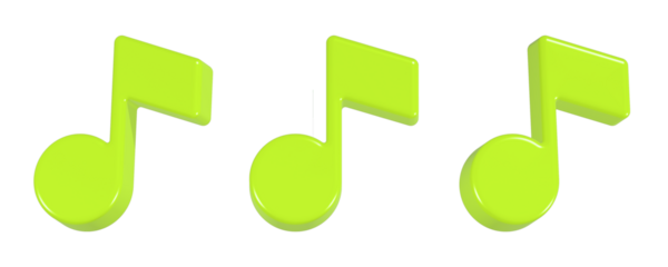 3d rendering icon musical notes in green color