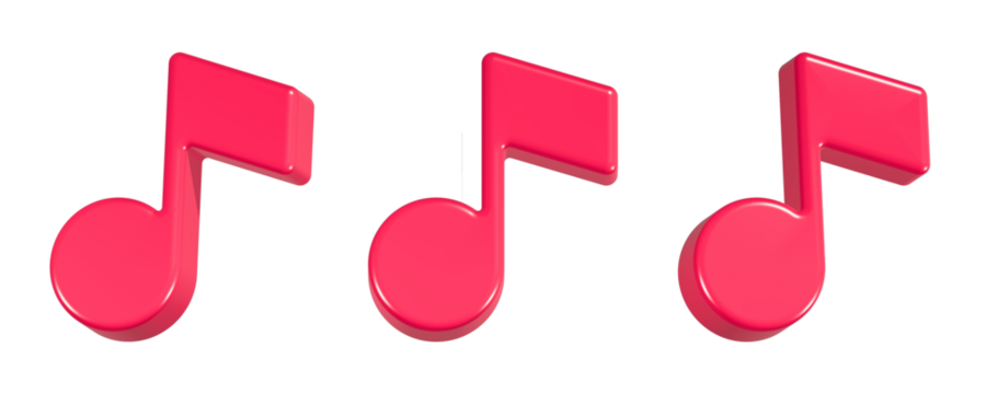musical notes 3d rendering icon in red color