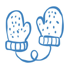 Cute winter mittens with soft knitted cuffs and tiny dotted details joined by a looping string bringing a cozy cold weather feeling to holiday and winter artwork