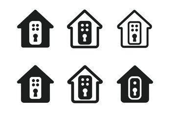 Fototapeta premium Smart Lock Logos. Home automation. Icon set. Set Logo of home automation: smart door lock. harmonious logo variations of the same emblematic concept, each with