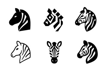 Obraz premium Savanna Animal Logos. savanna animals. Icon set. Set Logo of savanna animals: zebra. harmonious logo variations of the same emblematic concept, each with