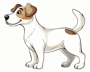 Cartoon jack russell terrier dog standing profile view