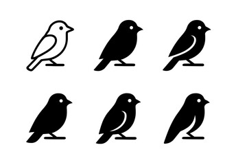 Fototapeta premium Bird Logo Variations. Bird. Icon set. Set Logo of perched bird. harmonious logo variations of the same emblematic concept (Symmetrical form, Minimal outline,