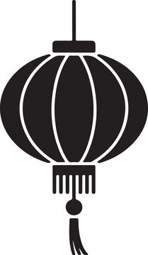 Silhouette icon of a chinese lantern floating upward silhouette