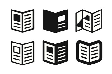 Fototapeta premium News Logo Variations. Reading the news. Icon set. Set Logo of Reading the news: open newspaper with headlines and columns. harmonious logo variations of the