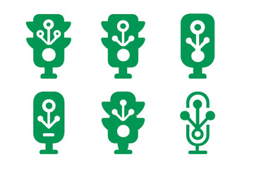 Smart Traffic Light Logos. Smart traffic lights. Icon set. Set Logo of Smart traffic lights: AI-powered green light symbol. harmonious logo variations of the