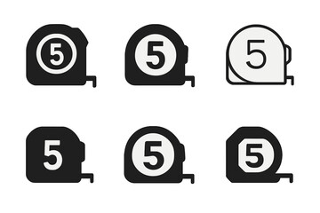 Obraz premium Tooling Equipment Icons. Tooling and Equipment. Icon set. Set Logo of Tooling and Equipment: Measuring Tape. harmonious logo variations of the same emblematic