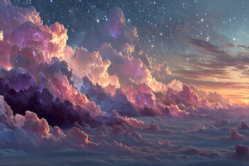 Vibrant galaxy colors with illuminated clouds high resolution picture
