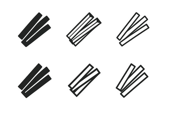 Art Techniques Icon Set. Fine art techniques and tools. Icon set. Set Logo of Fine art techniques and tools: charcoal sticks bundle. harmonious logo variations