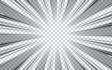 Abstract comic with radial lines on a white background. Vector illustration of a superhero design. Manga frame with speed lines.