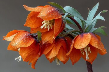 Vibrant orange fritillaria bloom in sunlight high resolution picture