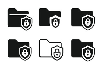 Antivirus Logo Variations. Installing antivirus software. Icon set. Set Logo of Installing antivirus software: quarantine folder with lock. harmonious logo