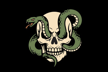 Skull and Snake Illustration.