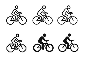 Fototapeta premium Urban Cycling Logos. Bicycles & Outdoor Activities. Icon set. Set Logo of urban cycling: commuter on city bike. harmonious logo variations of the