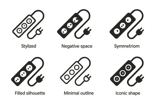 Data Center Icons. Data Center Operations. Icon set. Set Logo of Data Center Operations: PDU power strip. harmonious logo variations of the same emblematic